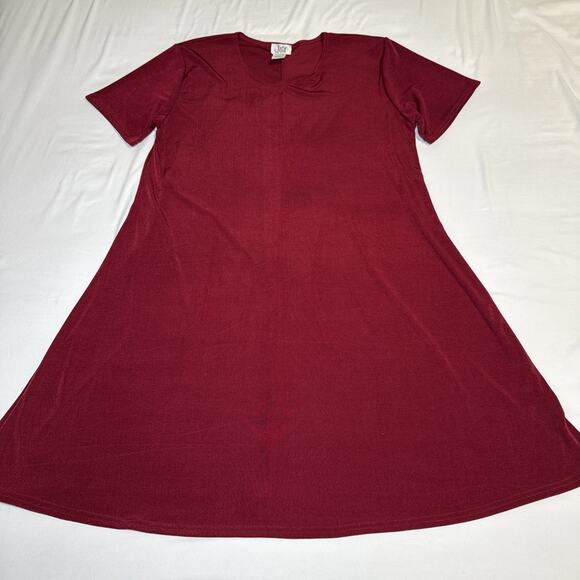 Jostar Dress Short Sleeve Stretch Travel Fabric Size Large Maroon Cranberry EUC - Picture 1 of 11